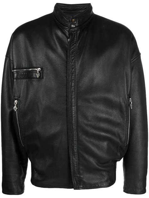 versace vintage leather jacket|versace pre owned.